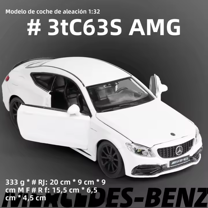 Modelo De Coche De Aleación Mercedes-Benz C63S AMG a Escala 1:32 Con Sonido Y Luz Regalo Para Niños Coleccionable De Metal Sin Batería - 1
