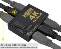 FGNS. HDMI(4K) Switch 5 A 1,Conmutador HDMI 4K de 5 Puertos con Control Remoto IR,1080P HD Video HDMI 5 en 1 Fuera,para Aquellos con Interfaz HDMI HDTV Digital,decodificador,DVD, Xbox360 y Otros Dispositivos - details 0
