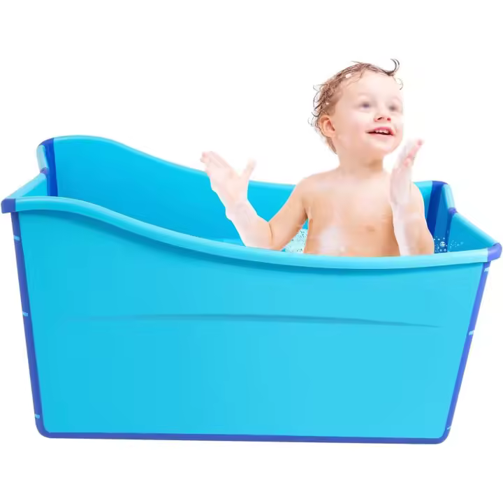 Bañera portátil, bañera para bebés de 34,3 x 18,1 x 22,2 pulgadas para niños y adultos de menos de 5,3 pies de altura, bañera pequeña para adultos con tubo de drenaje de 3,6 pies y tapones de drenaje - 1