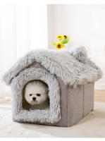 Casa De Gato Plegable Para Interior Con Almohadilla Caliente Lavable Y Cama Para Perro Tent Con Correa Desmontable Material De Tela De Coral - details 3
