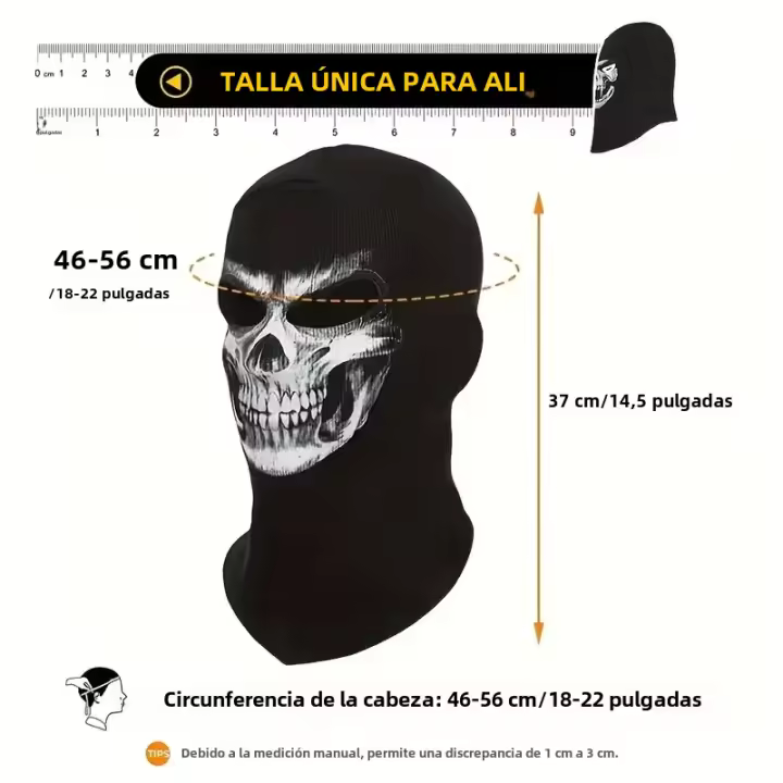 Balaclava De Calavera Esqueleto Muerto Máscara De Fantasma Para Motocicleta Ciclismo Esquí Snowboard Cosplay Fiesta De Halloween Accesorio De Otoño Invierno Unisex - 1