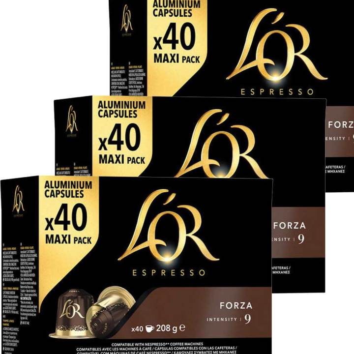 3 cajas de  Forza L'or  40 Cápsulas Maxi Pack compatibles Nespresso Intensidad 9