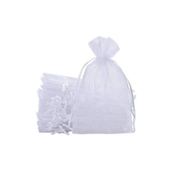 50 bolsas grandes de organza de 20 x 30 cm, bolsas para joyas, bolsas de boda con cordón para regalos de Navidad, cumpleaños, envoltorio de regalos (blancas).