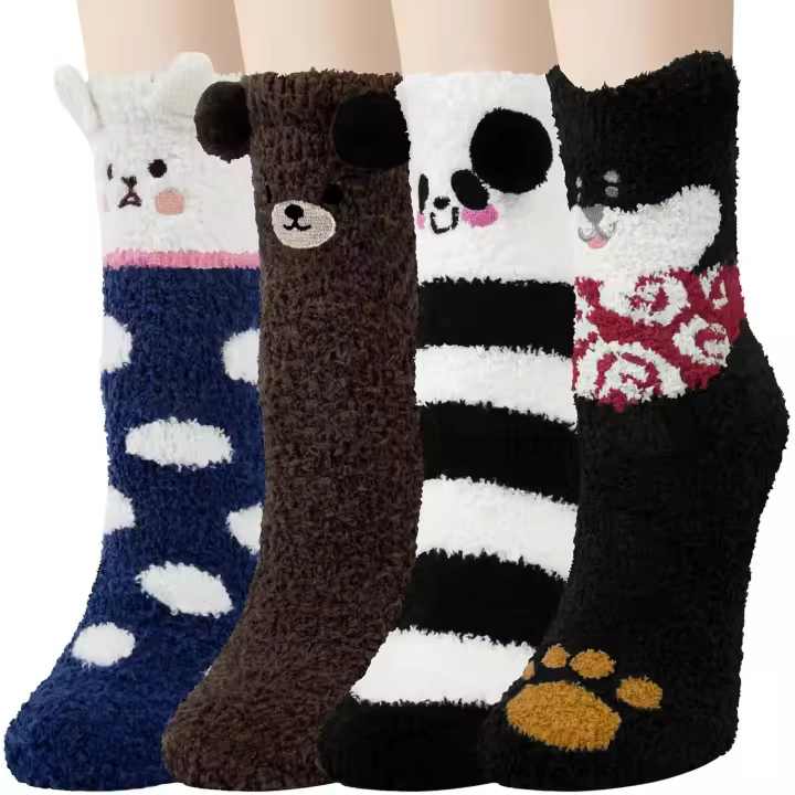 Calcetines de Mujer Invierno Divertidos y Esponjosos con Patrón Lindo - Cálidos y Cómodos para Casa y Dormir - 1