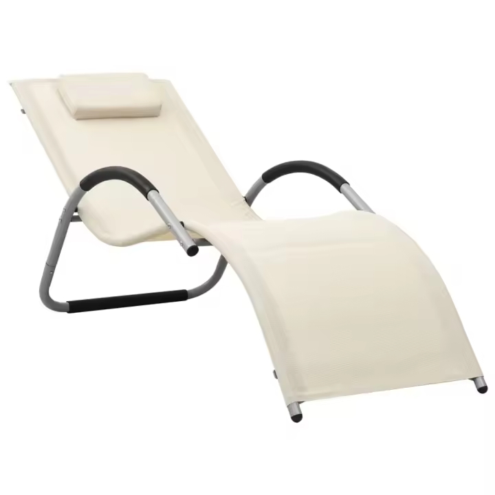 vidaXL Tumbona de textilene crema y gris - 1