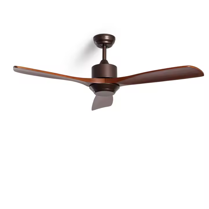 TECHBREY - Ventilador de Techo Silencioso | Motor DC Eficiente | 6 Velocidades | Función Verano/Invierno | Control Remoto | Luz LED Opcional, Marrón, 132cm, Madera - 1