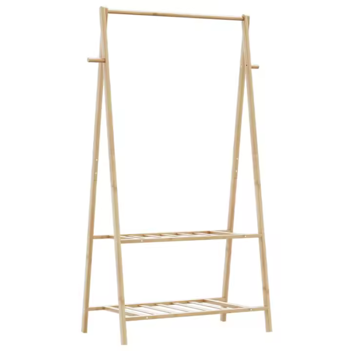 Perchero con estantes bambú 96x45,5x150,5 cm - 1
