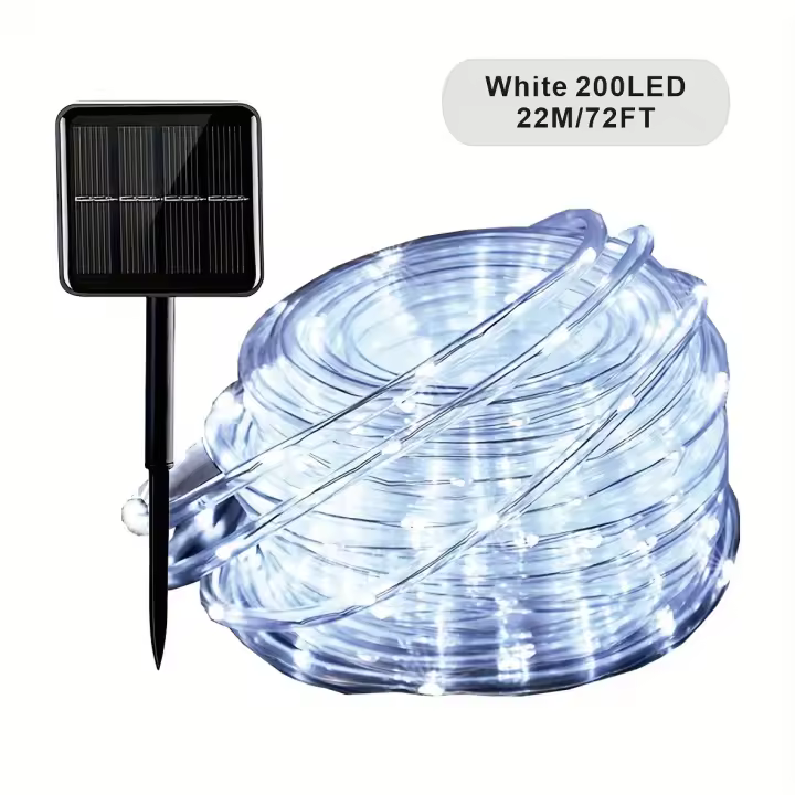 Luz solar de tubo exterior, 21,95 metros, 200 luces LED, con mando a distancia, 8 modos externos de cuerda - 1