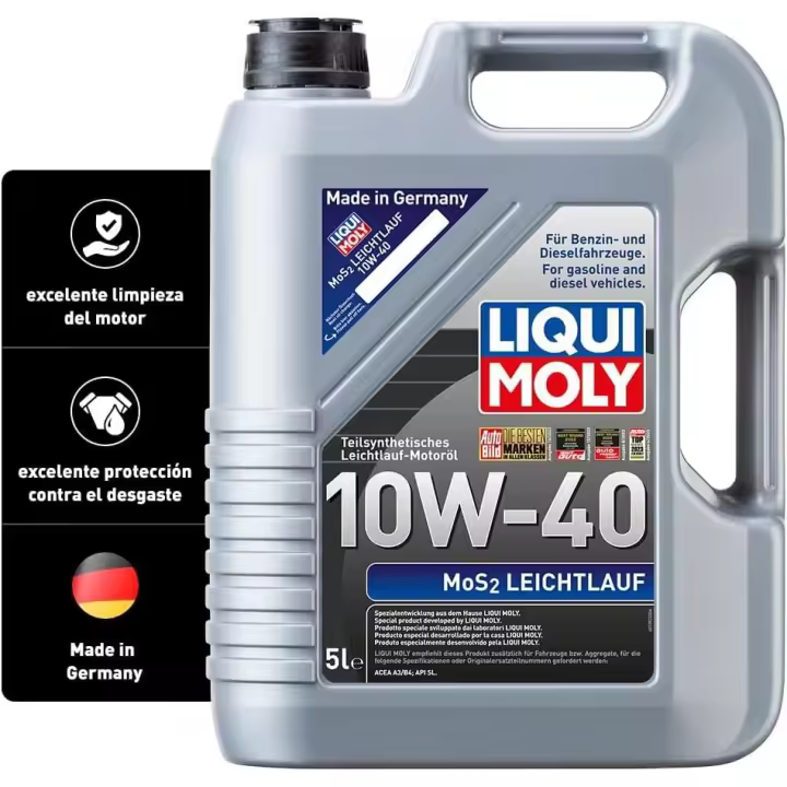 Liqui Moly Aceite de Motor MoS2 Leichtlauf 10W-40 para Vehículos 5L - 1