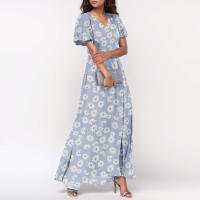 Vestido Largo Elegante Con Cuello En V Para Mujer Traje De Boda De Noche Fiesta Vestido De Fiesta Manga Corta Adecuado Para Primavera Verano Otoño - details 26