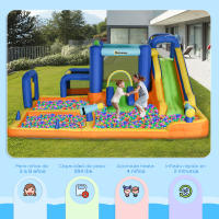 Outsunny Castillo Hinchable Infantil 7 en 1 Castillo Hinchable para Niños con Tobogán Piscina Muro de Escalada Inflador y Bolsa de Transporte 430x420x200 cm Multicolor - details 4