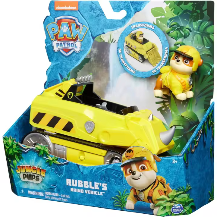 Paw Patrol Jungle Pups, Rhino Vehicle de Rubble, vehículo de Juguete con figura de acción Coleccionable, Juguetes para niños y niñas a Partir de 3 años (Spin Master 6067761) - 1