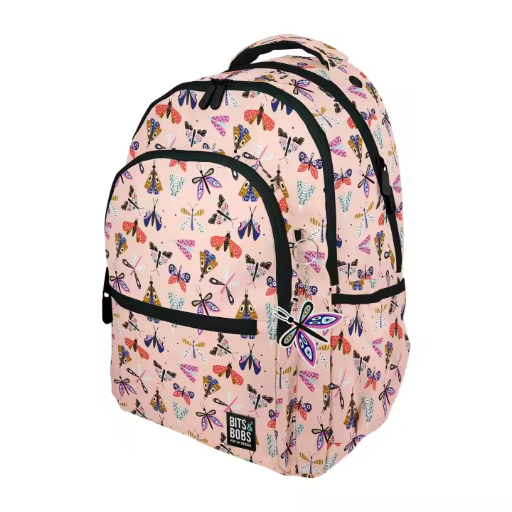 Grafoplás - Mochila Escolar 3 Cremalleras con Divisor para Portátil. Adaptable Carrito. Butterfly - 1