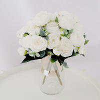 1 Bouquet De Flores Artificiales 9 Cabezas Peonía Y Rosa Té Silken Para Decoración De Hogar Y Boda DIY Para Sala De Estar Jardín - details 3
