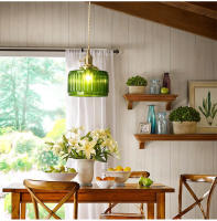 Lámpara Colgante De Vidrio Verde Vintage Con Interruptor Para Dormitorio Y Sala De Estar Iluminación Interior LED Nordic Copper Loft - details 7
