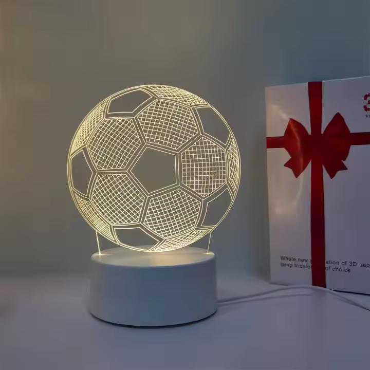 Luz De Noche 3D De Fútbol Regalo De Día Del Padre Para El Hogar Luz De Ambiente Para Familia Y Compagnion Para Dormir - 1
