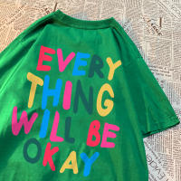 Camiseta De Algodón Para Hombre Every Thing Will Be Okay Estilo Casual Veraniego Cuello Redondo Suelto Moda Breathability - details 29