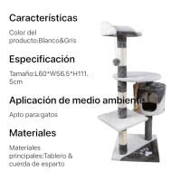 COTTECOTA-Árbol rascador para Gatos Altura 60*56.5*111.5cm Árbol para Gatos Azul Marrón Beige Torre Arbol de Escalada de Múltiples Niveles con Cueva Espaciosa Postes Rascadores de Sisal 40452,40438 - details 11
