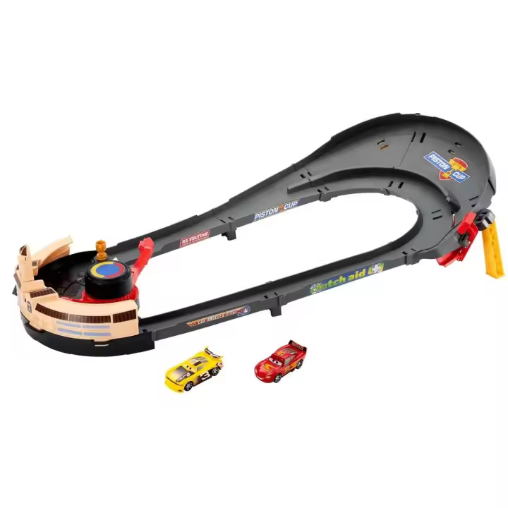Cars Nascar Pack Carrera con Cambio de Carril Mattel HXJ33 Circuito para coches - 1