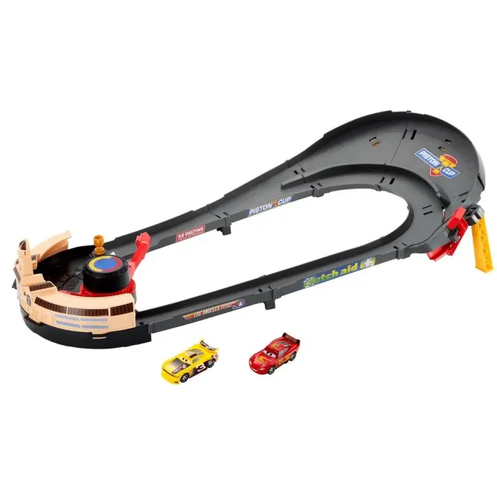Cars Nascar Pack Carrera con Cambio de Carril Mattel HXJ33 Circuito para coches - 1