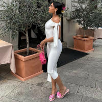 Conjunto De Shorts Blancos Y Top De Hombros Descubiertos Para Mujer 2 Piezas Moda Elegante Con Pliegues Cintura Alta Y Pierna Larga Ajustada - details 18