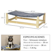 PawHut Cama Elevada para Perros Cama para Mascotas Medianas y Pequeños con Cojín Lavable Tela Oxford y Marco de Madera Carga 15 kg para Interior y Exterior 90x50x28 cm Gris - details 2