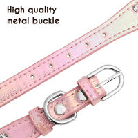 Collar De Cuero Para Perros Pequeños Con Diamantes Ajustable Y Padded Collar De Gato Para Chihuahua Y Otros Pequeños Mascotas - details 6