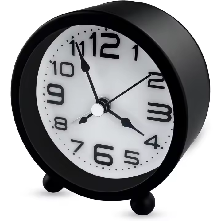 Reloj Despertador Analógico Silencioso, Sin Tictac Despertador Pilas Silencioso, Reloj Despertador Redondo Minimalista de Metal, Reloj de Mesa Decorativo para Mesilla Dormitorio - 1
