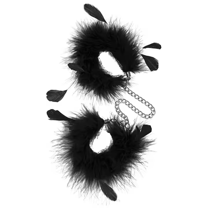 SPLEASURES Feather Cuffs Esposas de plumas Color Negro Juguetes Sexuales - 1