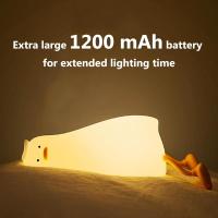 Lampara Nocturna De Silicona Pato Acostado Color Amarillo 3 Niveles Luz Táctil Para Mesa De Noche Decoración Kawaii Para Habitación De Niños - details 6