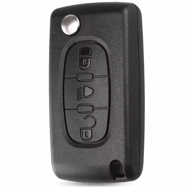 AUTOZOCO Carcasa Mando Llave De Coche 3 Botones Compatible con Citroën C2 C3 C4 C5 C6 C8 Picasso Xsara y Peugeot 207 307 407 408 - CE0523 - Botones de Abrir, Cerrar y Luces, Sin zócalo de Pila - 1