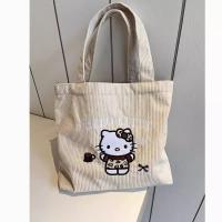 Bolso De Mano Con Bordado De Gato Grande Capacidad Versátil De Corduroy Bolso Pequeño Para Mujer Para Salir Bolso De La Madre - details 1