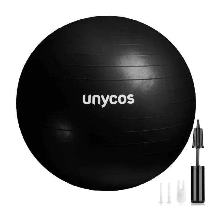 Pelota de Ejercicios Antiexplosión UNYCOS con Inflador Incluido, Tapones y Quita Tapón, Fitness, Pilates, Yoga, Embarazo y Equilibrio - 1