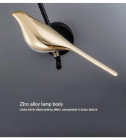 Lámpara De Pared LED Con Forma De Pájaro Dorado Estilo Nórdico Para Sala De Estar Dormitorio Bar Lámpara De Noche Creativa Y Decorativa - details 22