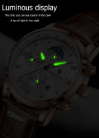 Reloj LIGE Para Hombre Militar Moda Cronógrafo Deportivo Impermeable Con Fase Lunar Cuarzo Cuero Resistente Al Choque Display De Roman Numeral - details 4