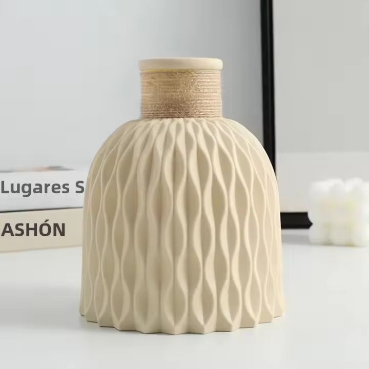 Vaso De Plástico Para Flores Estilo Nórdico Moderno 1PC Ondas De Agua Ornamento De Mesa Para Sala De Estar Decoración Del Hogar - 1