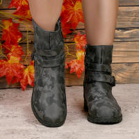 SP Cinturón con cara profunda para Mujer, estilo Korean, Nuevo, de otoño and Invierno, Con Cremallera lateral y Cabeza Redonda, parte inferior Gruesa, informal, de talla Grande - details 11