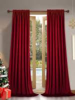 Cortina Europea De Color Sólido Y Gruesa 1PC Material Italiano Suave Cálido Y Grueso Larga Hasta El Suelo Con Bolso Para Percha - details 0
