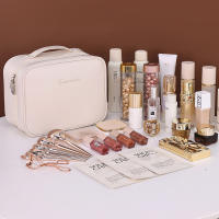 Bolso De Maquillaje Para Mujer Organizador De Viaje Impermeable De PU Cuero Con Compartment Multiuso Cierre De Cremallera - details 5