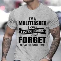 Camiseta Para Hombres 'Soy Un Multitarea' En Gris Humor Sarcástico Camisetas Casuales Transpirables Ligeros De Secado Rápido Protección Solar Sostenible Sin Capucha Estilo O-Neck - details 0