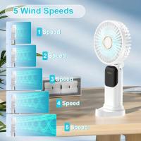 Mini ventilador portátil, 5 velocidades, carga USB, base, silencioso, plegable (blanco) - details 0