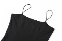 Vestido Slim De Mujer 2025 Moda Color Sólido Con Abertura Camisola Y Falda A-Line Vestido De Fiesta Casual De Pierna Larga - details 12