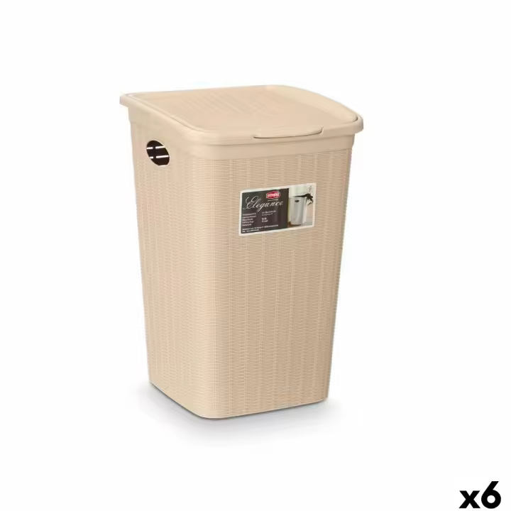 Cubo contenedor Stefanplast 30084 Crema Plástico 50 L 36 x 54,5 x 38 cm (6 Unidades) - 1