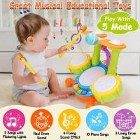 Set De Batería Para Niños Juguetes Educativos De Música Con Microfono Para Niñas Actividades De Aprendizaje Regalos Para Niños De 3 a 12 Años - details 1