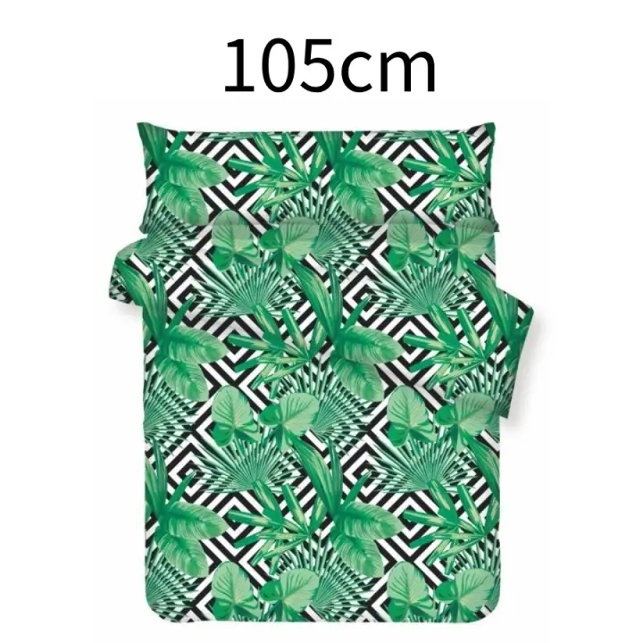 Green Floral Print 3-Piece Duvet Cover Set for 105cm Bed, Minimalist Nordic Style, Fresh and Stylish, Perfect for Bedroom Decoration - 1
