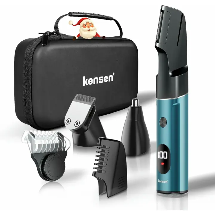 KENSEN Afeitadora Corporal Masculina, Depiladora Corporal Hombre Impermeable, 3 en 1 Recortadora para Barba, Nariz y Zonas intimas en Seco y Húmedo (verde) - 1