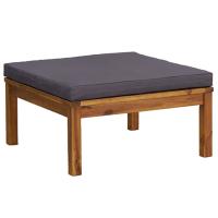 vidaXL Reposapiés con cojín madera maciza de acacia Gris oscuro, Blanco crema, Conjunto Terraza Muebles Jardín Exterior Juego de Muebles de jardín Mueble Jardín Exterior Muebles de Salon Exterior - details 1