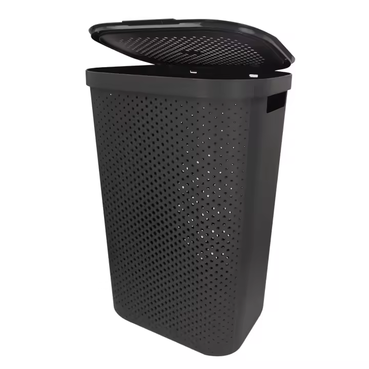 Curver - Cesto de ropa sucia multiusos, marrón, blanco o gris, asas laterales, resistente al agua y fácil de limpiar, plástico reciclado, cesta colada, diseño moderno y elegante, accesorios de hogar, limpieza y orden - 1