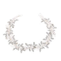 Tiara De Boda Para Mujer En Color Plata Con Cristal Flor De Perla Cadena De Cristal Accesorios De Cabello Adorno De Cabeza Joyería Clip Comb - details 3