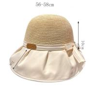 Sombrero De Paja Panamá Para Mujer Verano Protección UV Gran Alas Con Cordón Sombreros De Playa Y Viaje Al Aire Libre - details 0